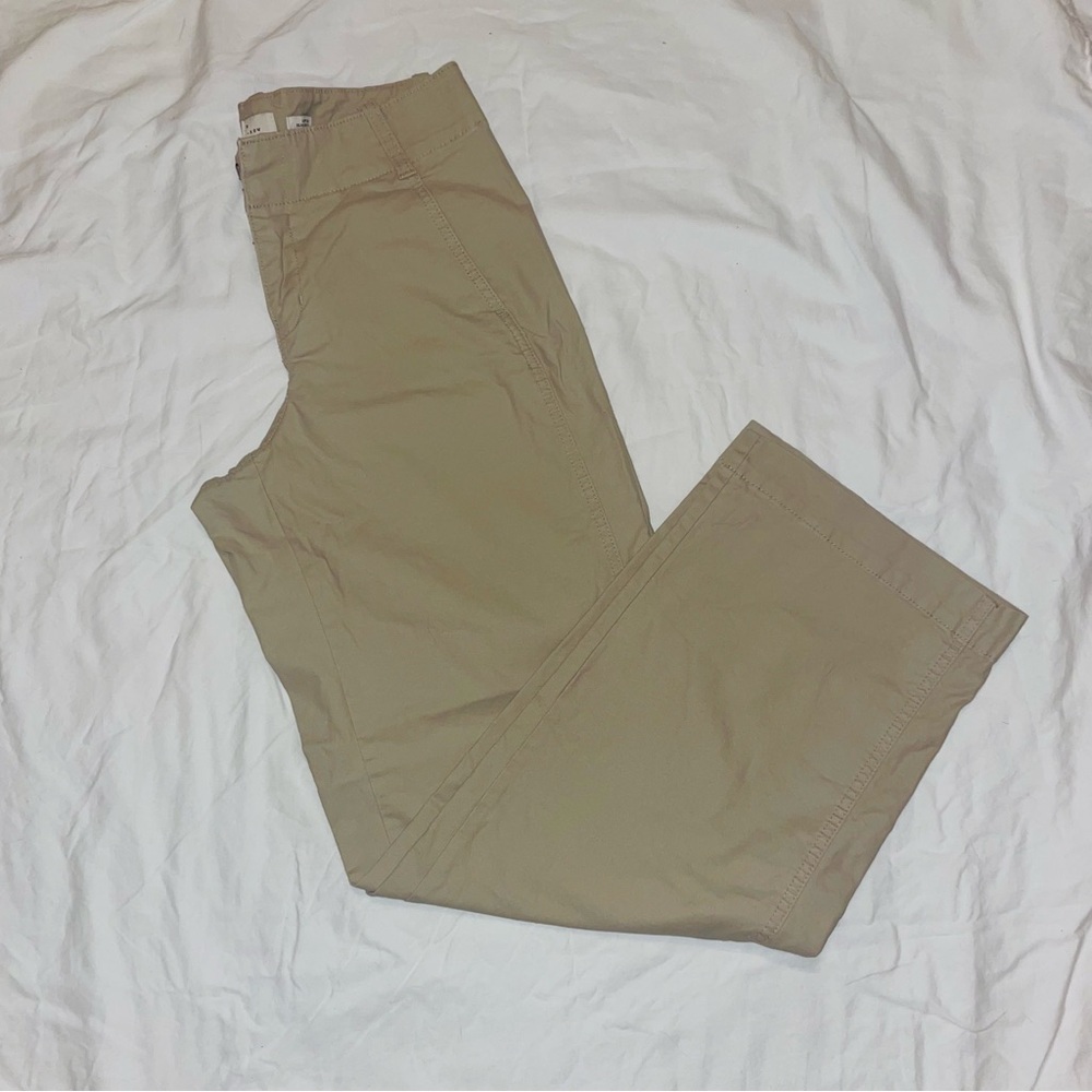 Soft, stretchy, wide leg chino pants.